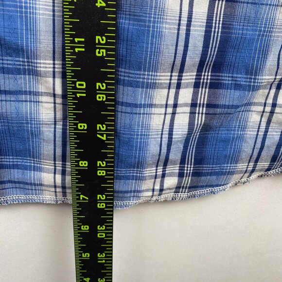 Wrangler Mens Western Shirt Large Blue Plaid With Pearl Snaps - Picture 4 of 9